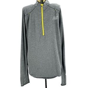 New Balance Mens Running Jacket Reflective 1/4 Zip Yellow Zipper Pullover Size L
